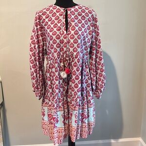 Zara  dress baby doll with ruffles paisley print with tassels size medium